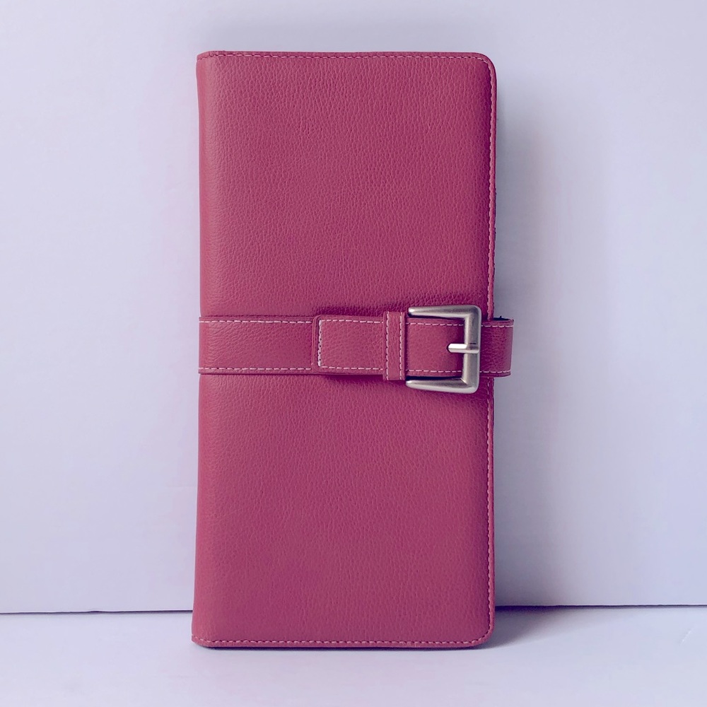 ROLODEX leather pink card book holder EUC